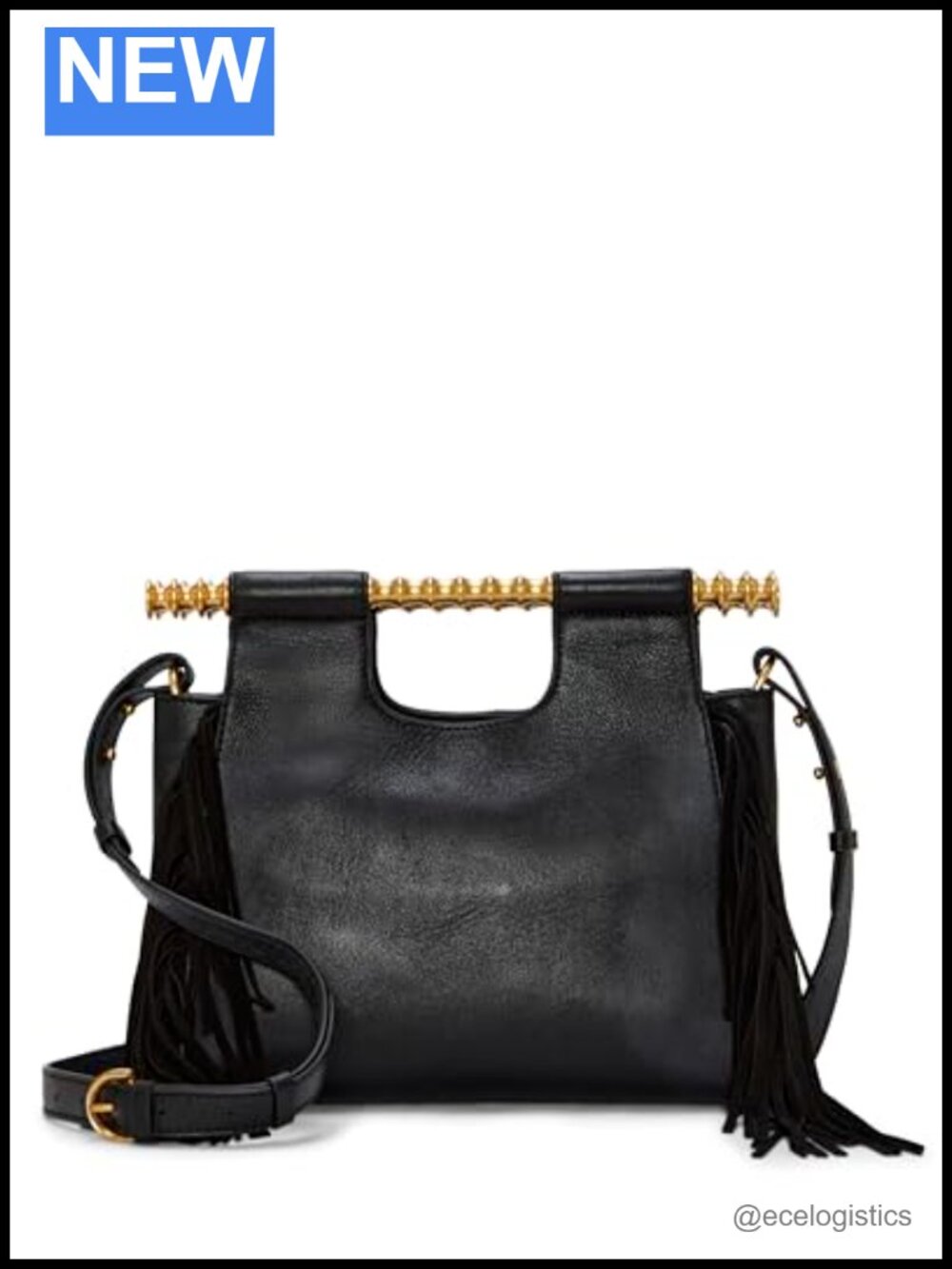 Vince Camuto Noemy Leather Clutch with Fringe Crossbody Strap